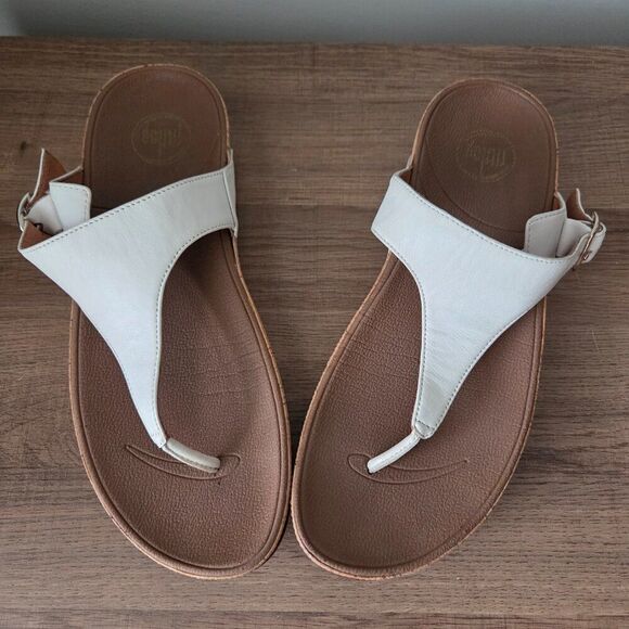 EUC FITFLOP WHITE LEATHER UPPER COMFY SLIPPERS SIZE 9 - Picture 2 of 15